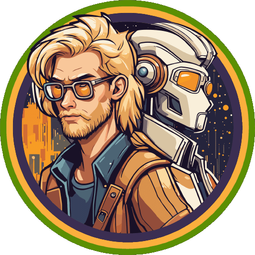 Brewer vs AI logo, a human and a cyborg in a circle